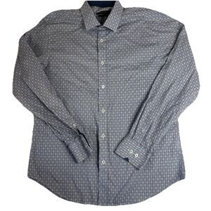 Bugatchi L Mens Geometric Blue Long Sleeve